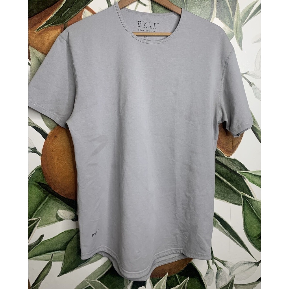 BYLT Large Drop Cut Short Sleeve Crew Neck Tee Shirt Gray